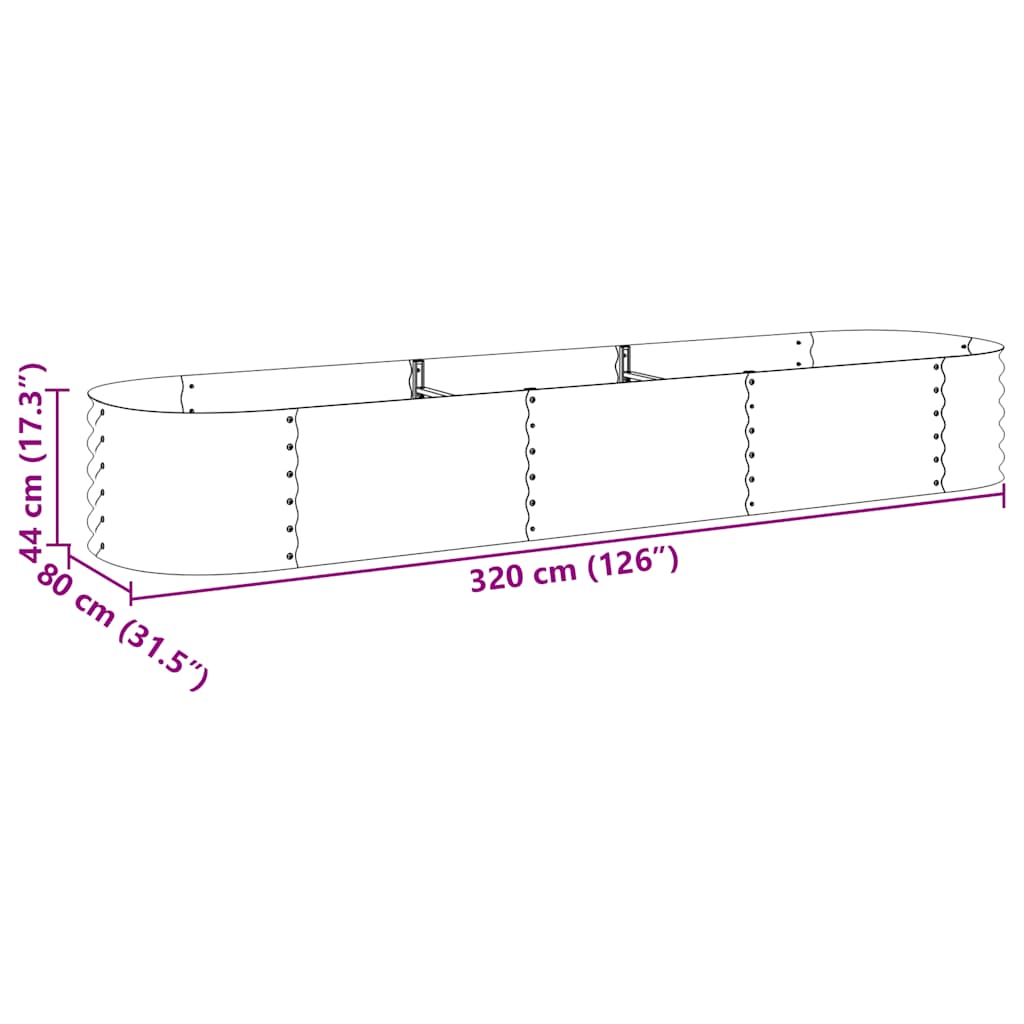 Ζαρντινιέρα Υπερυψωμένη Ασημί 320x80x44 εκ. Γαλβανισμ. Χάλυβας - Pakobazaar