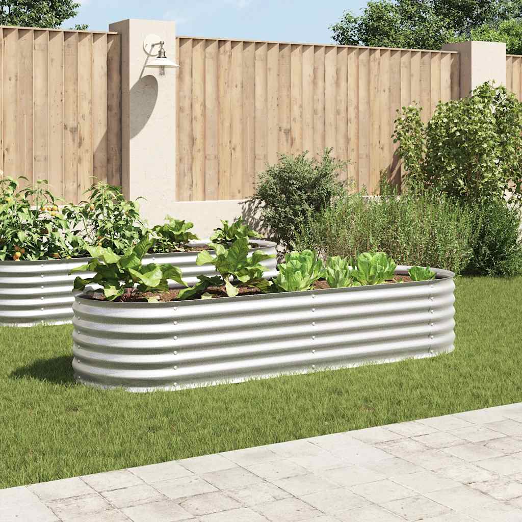 Ζαρντινιέρα Υπερυψωμένη Ασημί 240x80x44 εκ. Γαλβανισμ. Χάλυβας - Pakobazaar