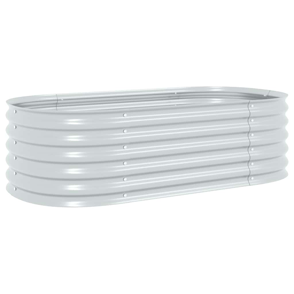 Ζαρντινιέρα Υπερυψωμένη Ασημί 160x80x44 εκ. Γαλβανισμ. Χάλυβας - Pakobazaar