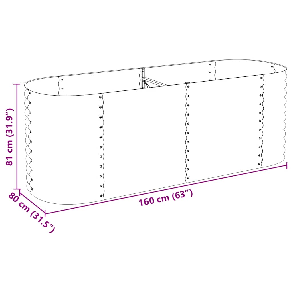 Ζαρντινιέρα Υπερυψωμένη Γκρι 240x80x81 εκ. Γαλβανισμ. Χάλυβας - Pakobazaar