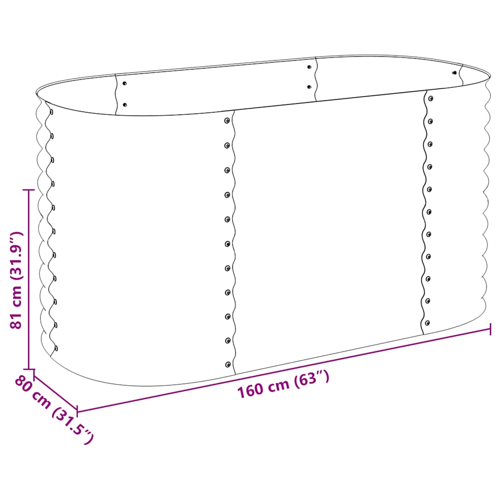 Ζαρντινιέρα Υπερυψωμένη Γκρι 160x80x81 εκ. Γαλβανισμ. Χάλυβας - Pakobazaar
