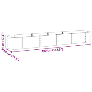 Ζαρντινιέρα Υπερυψωμένη Γκρι 400x80x44 εκ. Γαλβανισμ. Χάλυβας - Pakobazaar