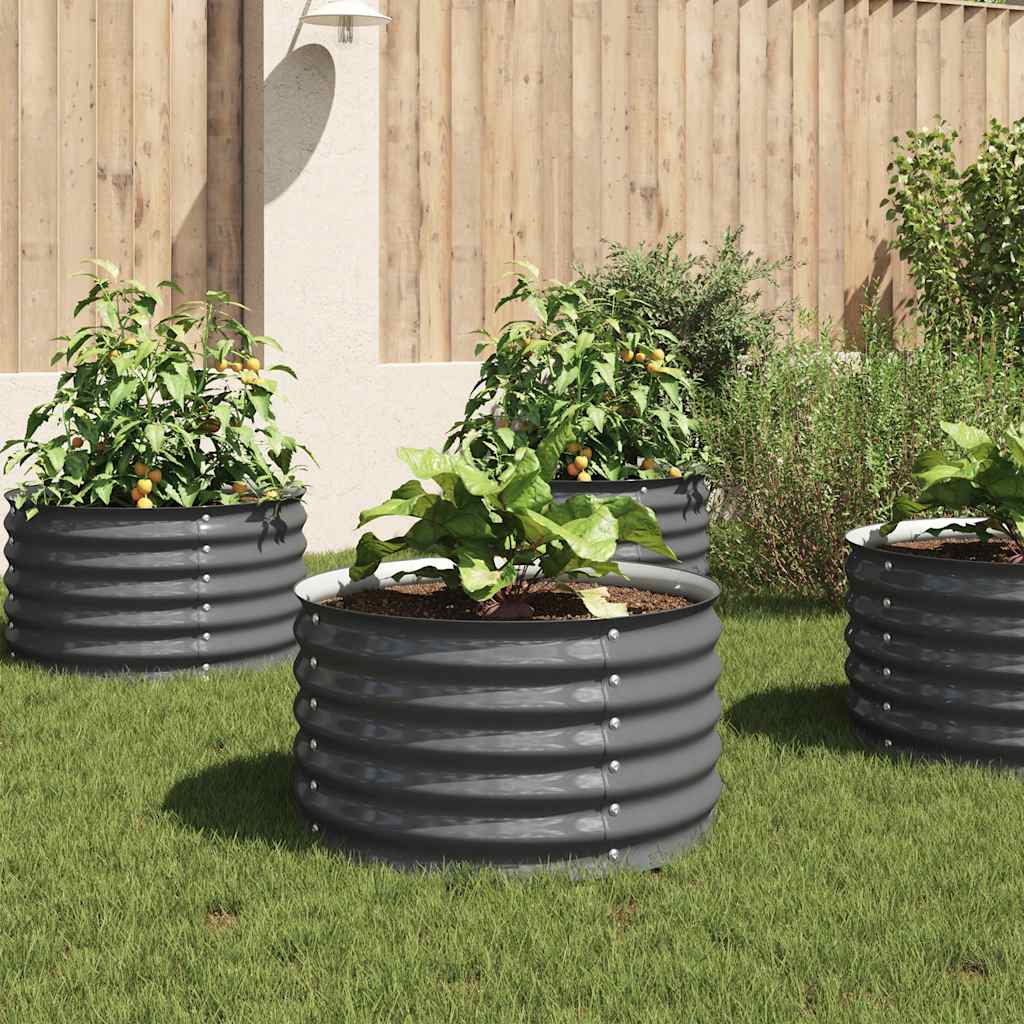 Ζαρντινιέρα Υπερυψωμένη Γκρι 80x80x44 εκ. Γαλβανισμ. Χάλυβας - Pakobazaar