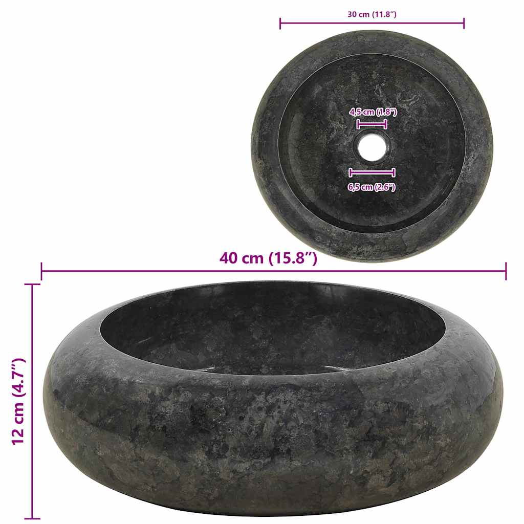 Νιπτήρας Μαύρος 45 x 12 εκ. Μαρμάρινος - PAKOBAZAAR