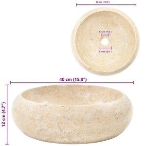 Νιπτήρας Κρεμ 40 x 12 εκ. Μαρμάρινος - PAKOBAZAAR