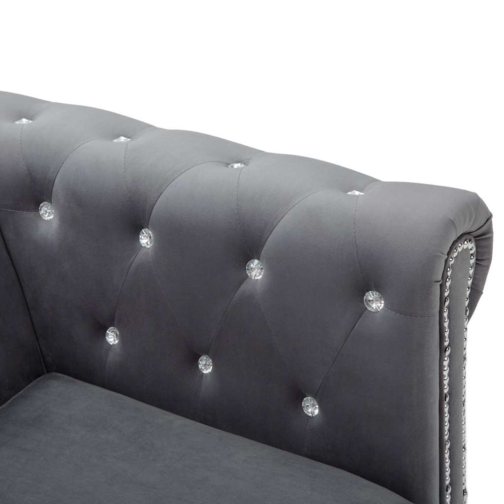 Σετ Σαλονιού Chesterfield 2 τεμ. Γκρι με Βελούδινη Ταπετσαρία