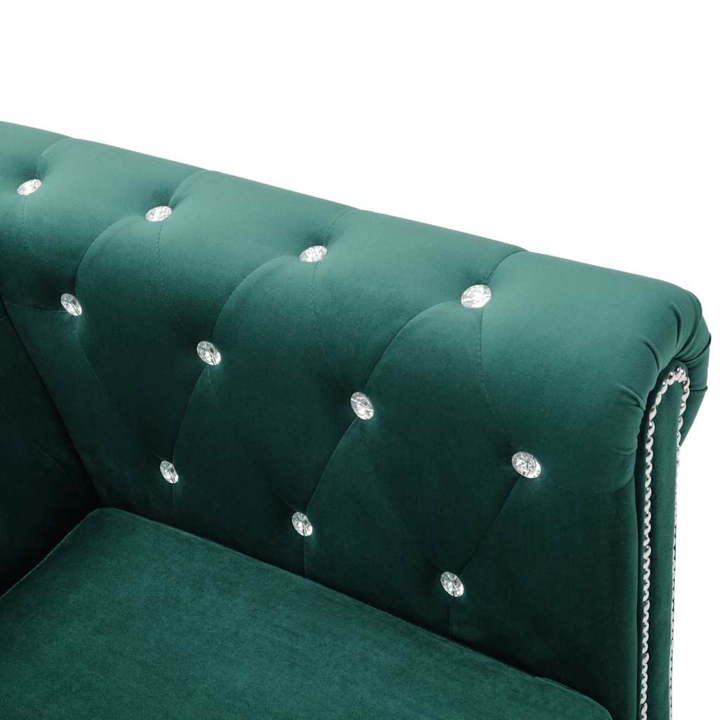 Σετ Σαλονιού Chesterfield 2 τεμ Πράσινο με Βελούδινη Ταπετσαρία - Pakobazaar