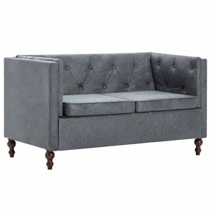 Σετ Σαλονιού Chesterfield 2 τεμ. Γκρι με Υφασμάτινη Ταπετσαρία