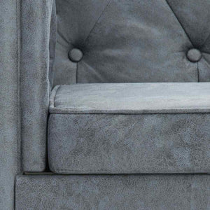 Σετ Σαλονιού Chesterfield 2 τεμ. Γκρι με Υφασμάτινη Ταπετσαρία