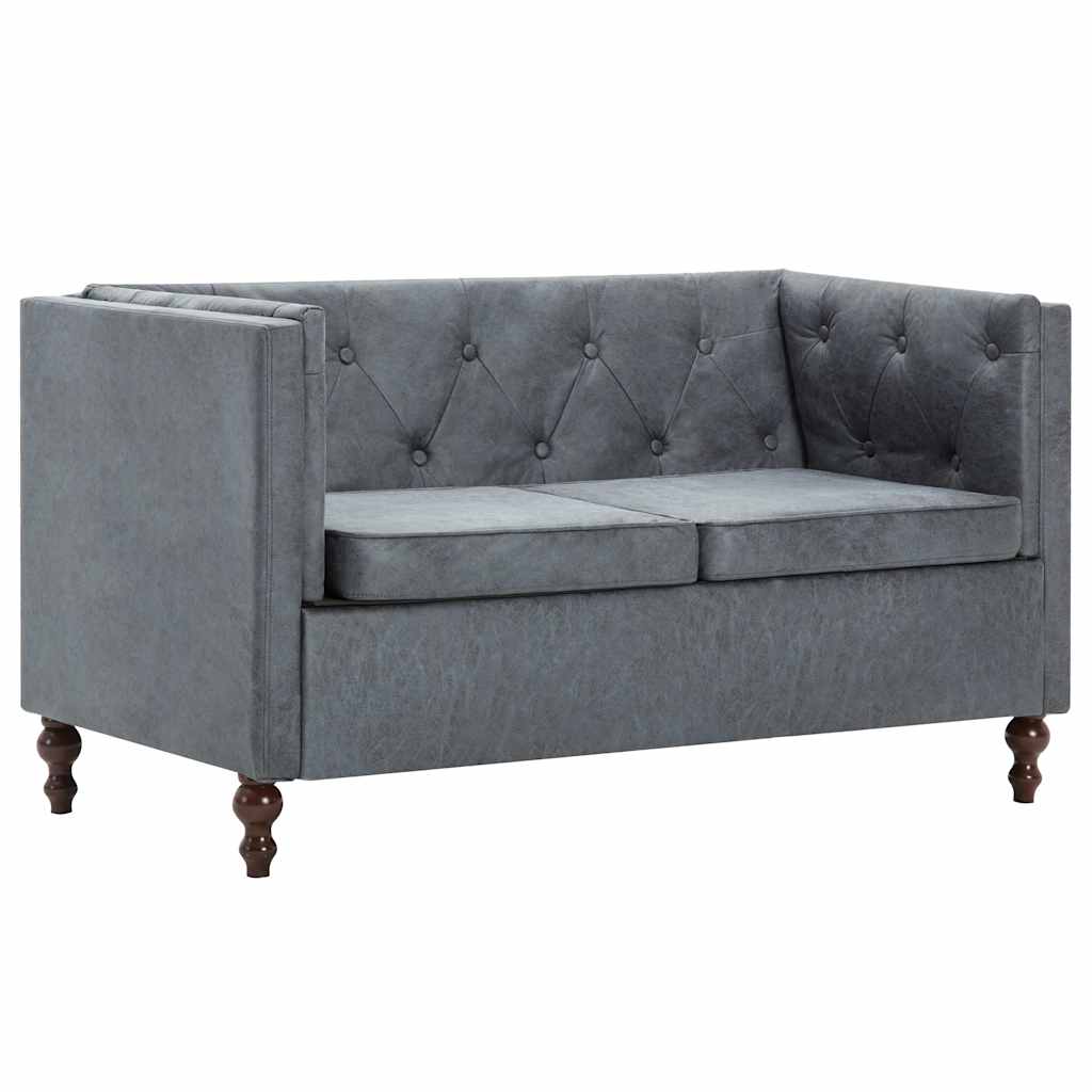 Σετ Σαλονιού Chesterfield 2 τεμ. Γκρι με Υφασμάτινη Ταπετσαρία