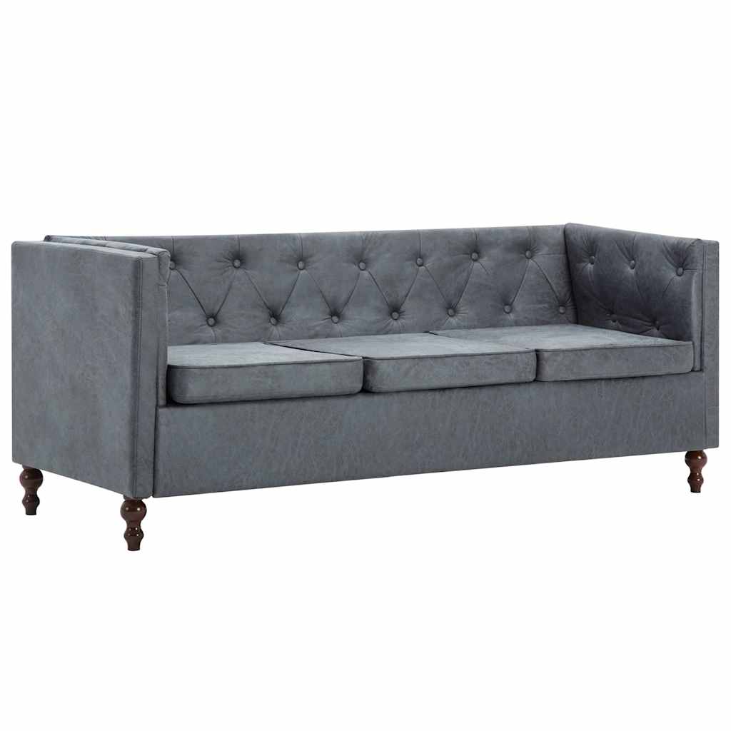 Σετ Σαλονιού Chesterfield 2 τεμ. Γκρι με Υφασμάτινη Ταπετσαρία