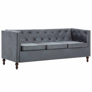 Σετ Σαλονιού Chesterfield 2 τεμ. Γκρι με Υφασμάτινη Ταπετσαρία