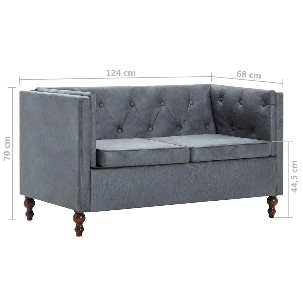 Σετ Σαλονιού Chesterfield 2 τεμ. Γκρι με Υφασμάτινη Ταπετσαρία