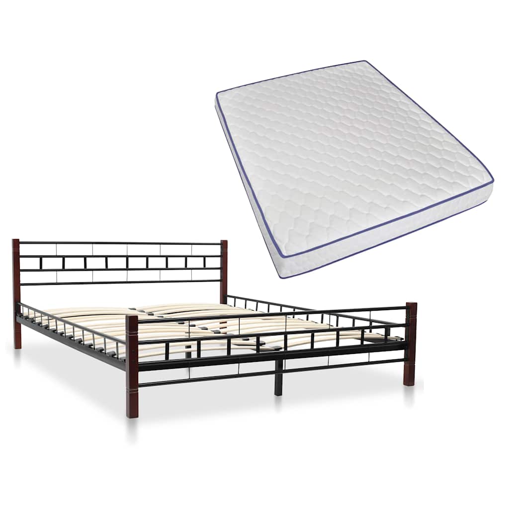 275648  Bed with Memory Foam Mattress Black Metal 160x200 cm(246736+241075)