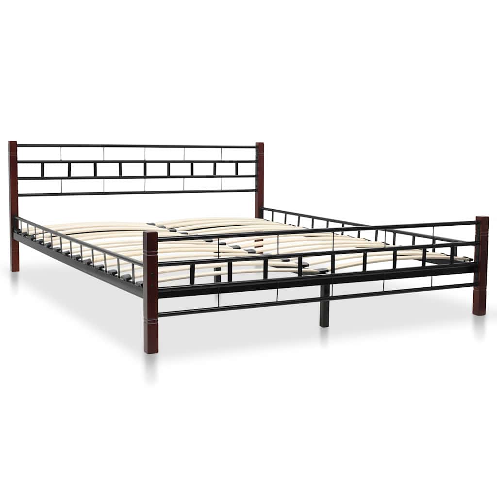 275648  Bed with Memory Foam Mattress Black Metal 160x200 cm(246736+241075)