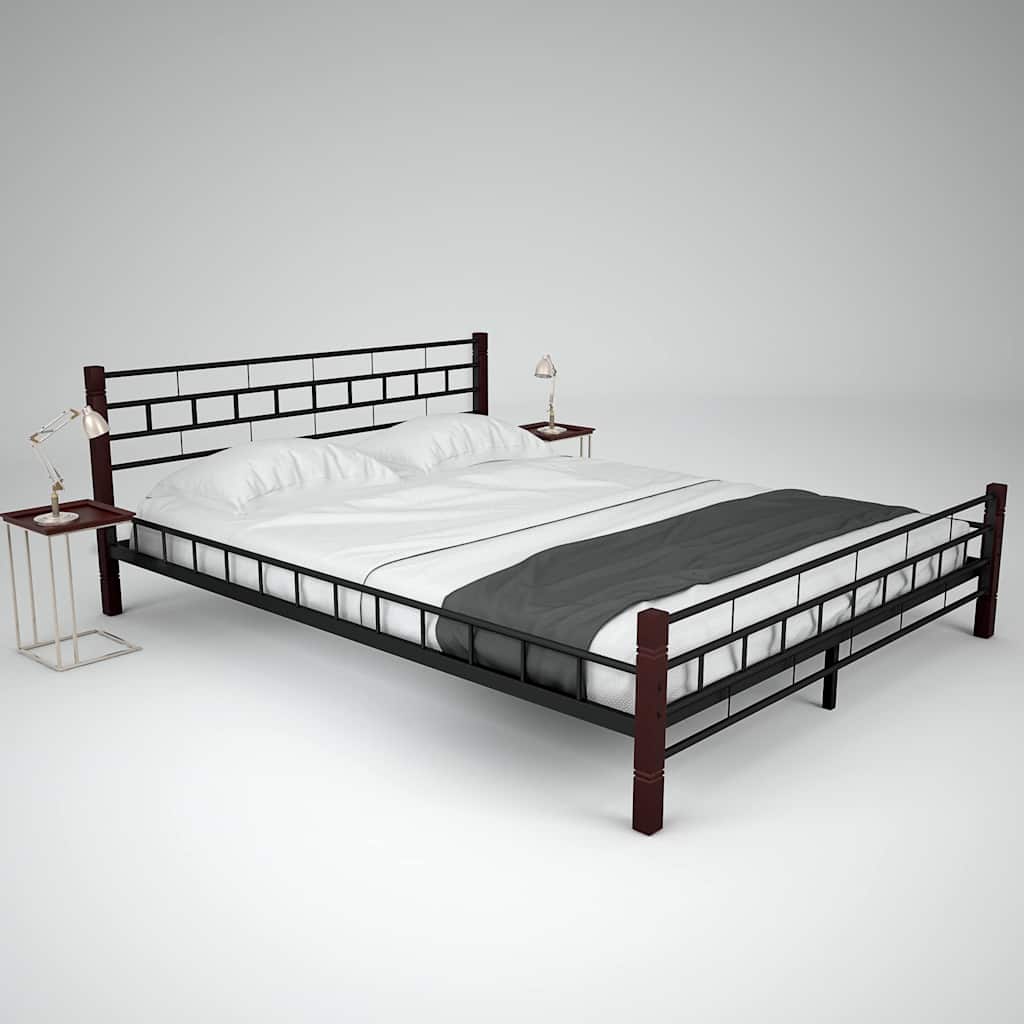275648  Bed with Memory Foam Mattress Black Metal 160x200 cm(246736+241075)