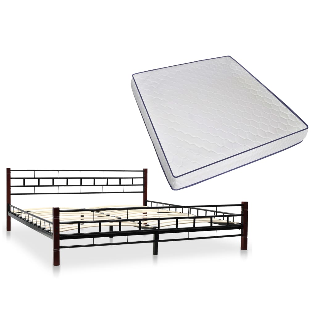 275649  Bed with Memory Foam Mattress Black Metal 180x200 cm(246737+241076)