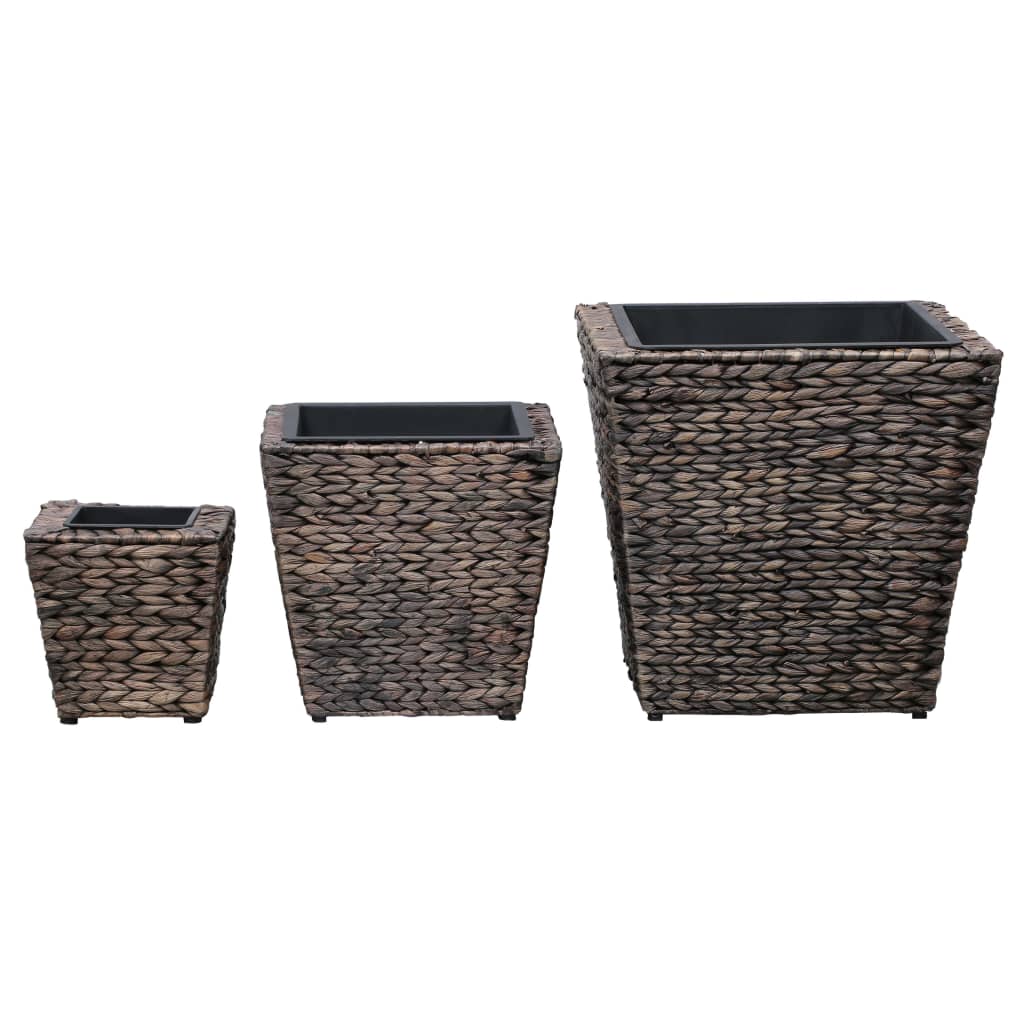 Γλάστρες Υπερυψωμένες 3 τεμ. Καφέ από Υάκινθο του Νερού - Pakobazaar