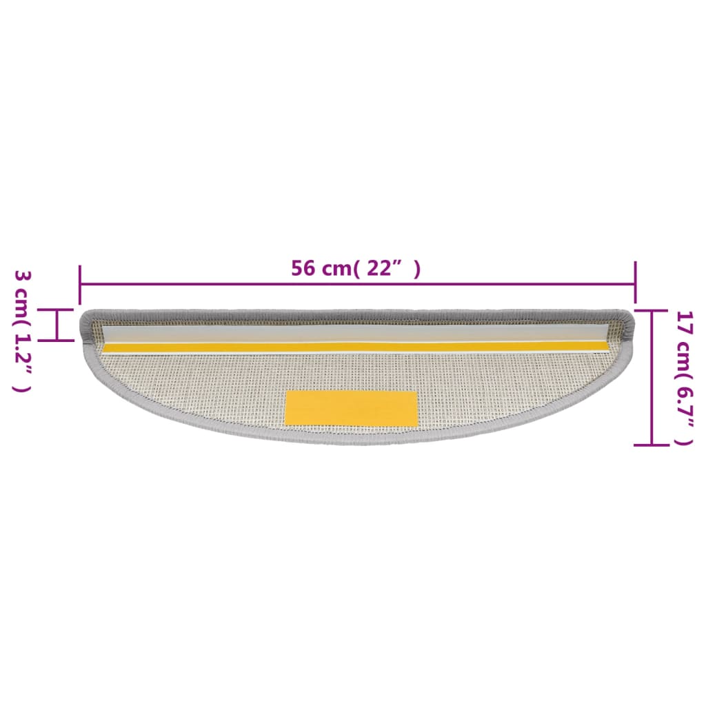 Πατάκια Σκάλας 15 τεμ. Ανοιχτό Γκρι 56 x 17 x 3 εκ. - PAKOBAZAAR