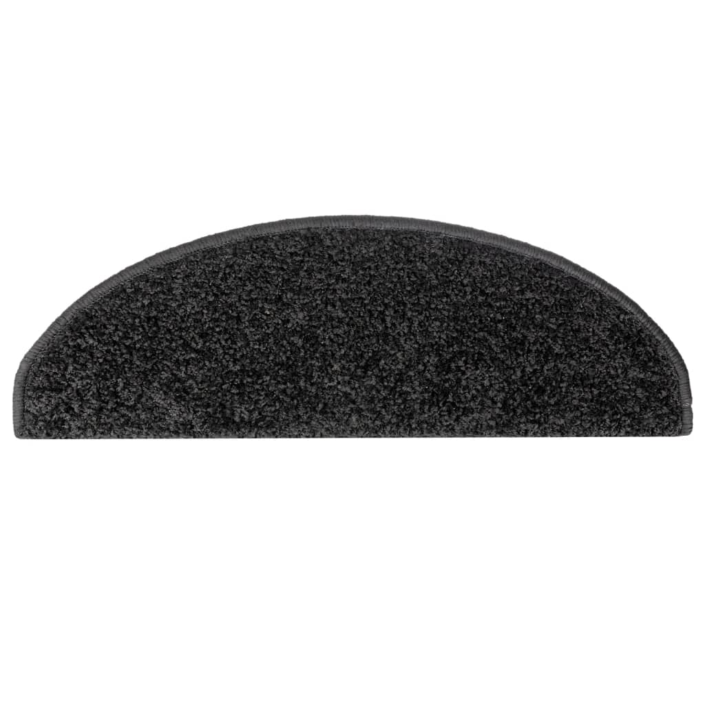 Πατάκια Σκαλιών 15 τεμ. Μαύρα Ημίστρογγυλά Μεγάλα 65x21x4 εκ. - PAKOBAZAAR