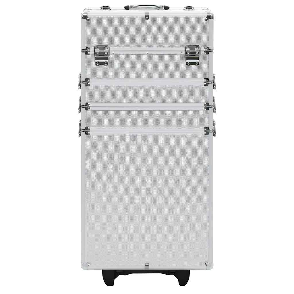 Βαλίτσα Μακιγιάζ Τρόλεϊ Ασημί Αλουμινίου