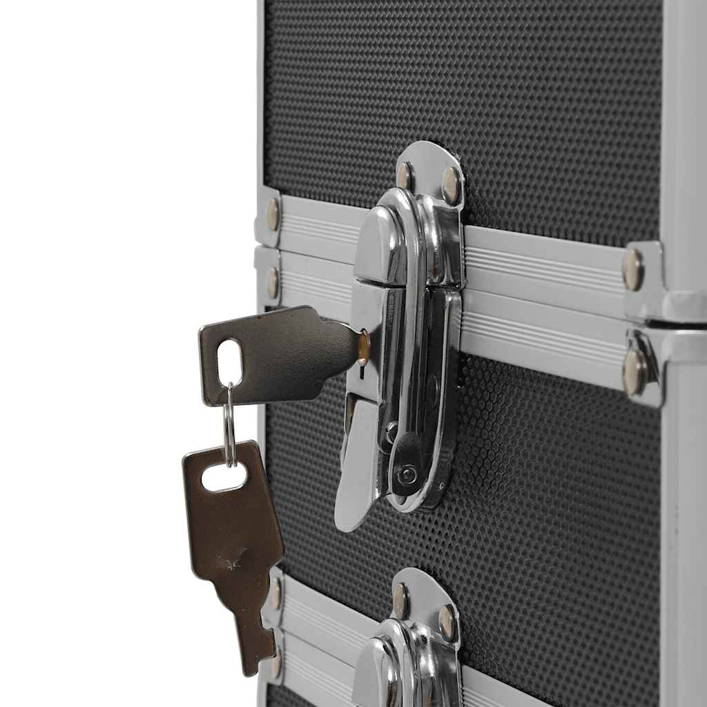 Βαλίτσα Μακιγιάζ Τρόλεϊ Μαύρη Αλουμινίου