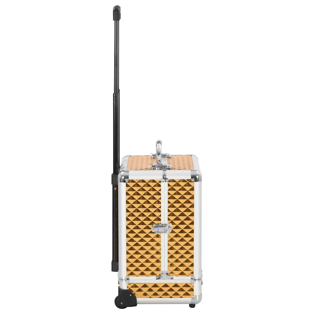 Βαλίτσα Μακιγιάζ Τρόλεϊ Χρυσή 35x29x45 εκ. από Αλουμίνιο - Pakobazaar