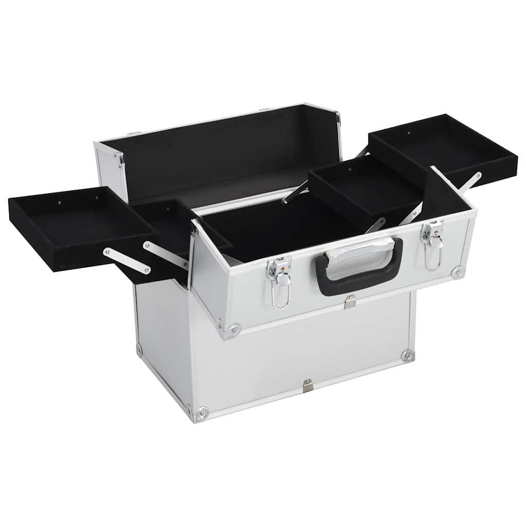 Βαλίτσα Μακιγιάζ Ασημί 38x23x34 εκ. Αλουμινίου