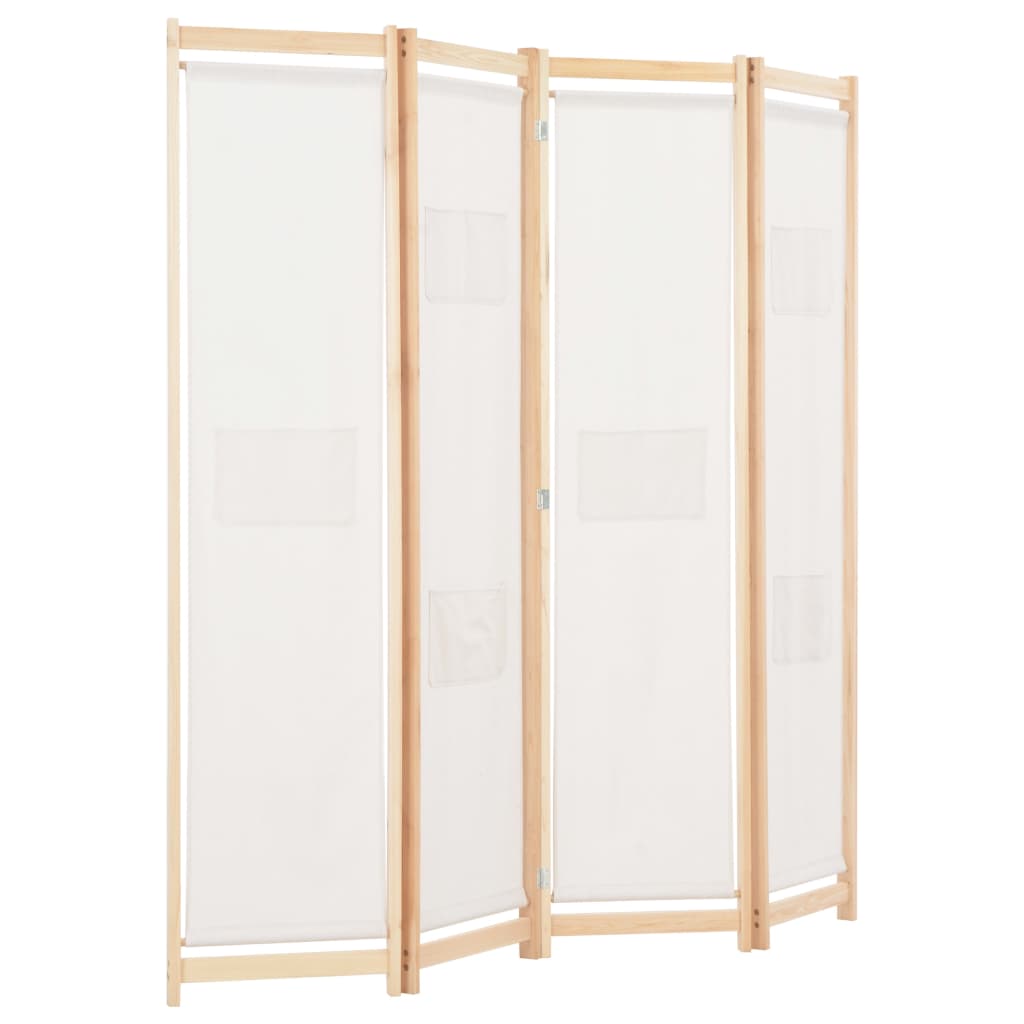 Διαχωριστικό Δωματίου με 4 Πάνελ Κρεμ 160x170x4 εκ. Υφασμάτινο - PAKOBAZAAR