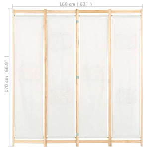 Διαχωριστικό Δωματίου με 4 Πάνελ Κρεμ 160x170x4 εκ. Υφασμάτινο - PAKOBAZAAR