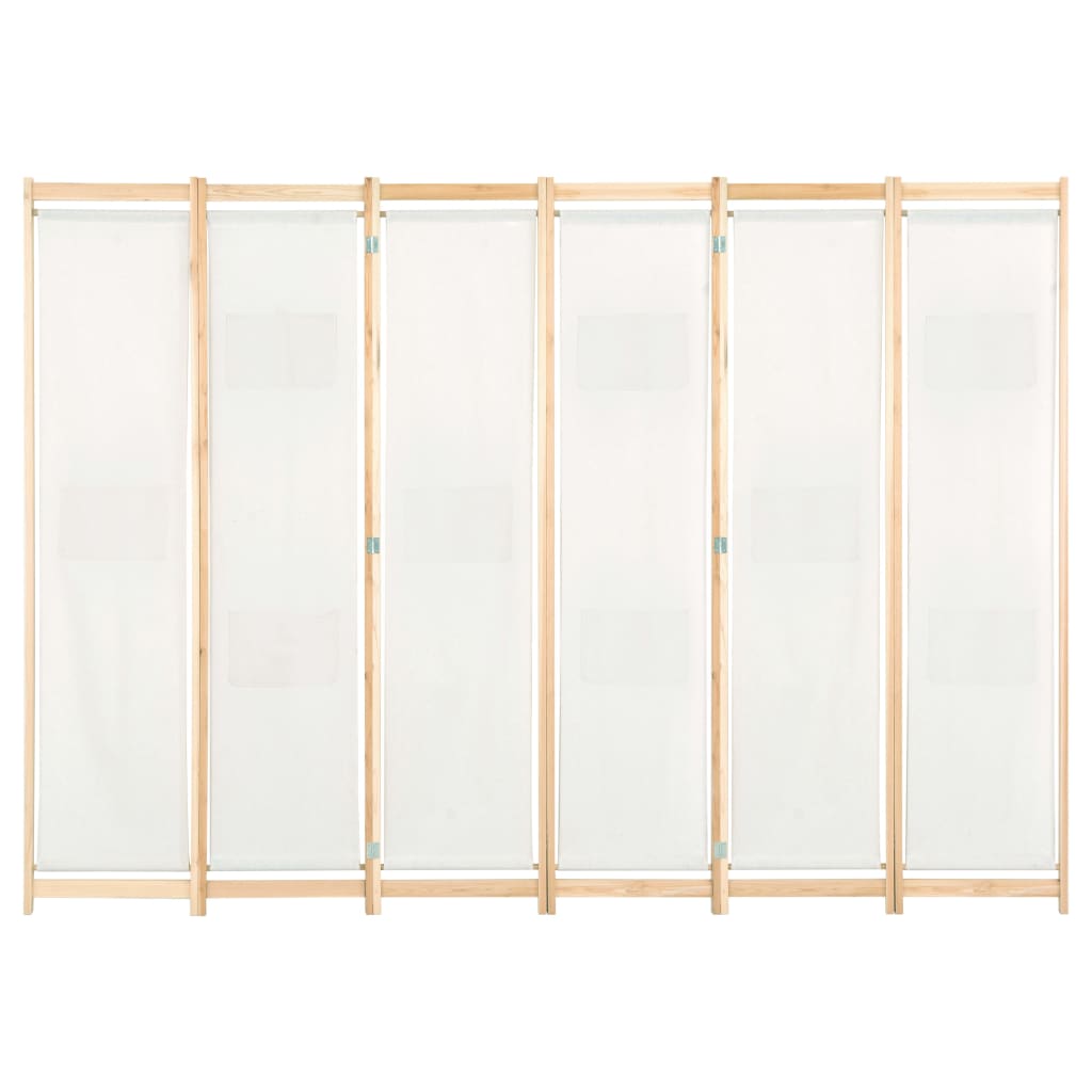 Διαχωριστικό Δωματίου με 6 Πάνελ Κρεμ 240x170x4 εκ. Υφασμάτινο - PAKOBAZAAR