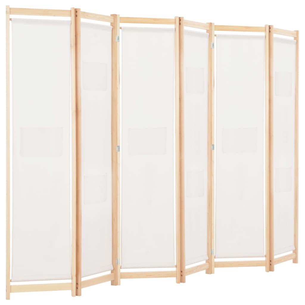 Διαχωριστικό Δωματίου με 6 Πάνελ Κρεμ 240x170x4 εκ. Υφασμάτινο - PAKOBAZAAR