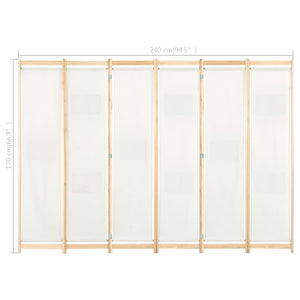 Διαχωριστικό Δωματίου με 6 Πάνελ Κρεμ 240x170x4 εκ. Υφασμάτινο - PAKOBAZAAR