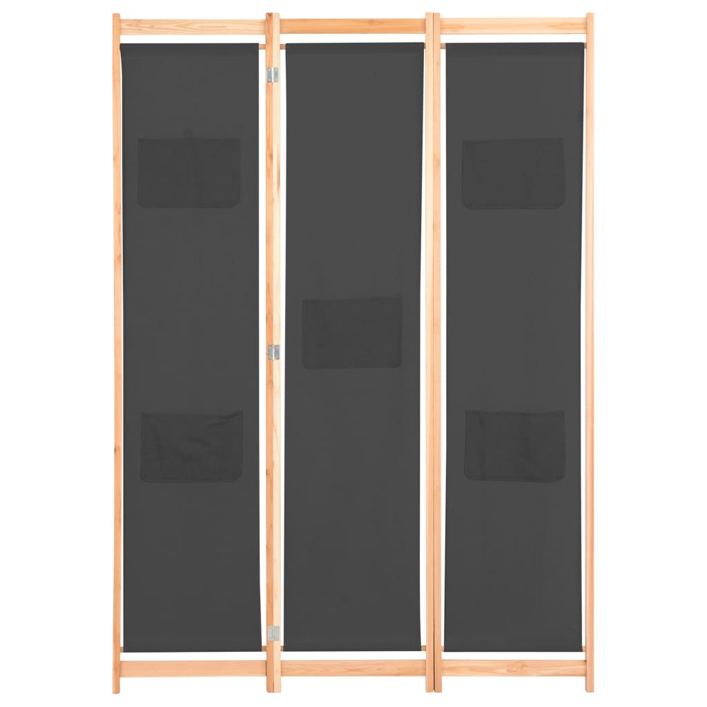 Διαχωριστικό Δωματίου με 3 Πάνελ Γκρι 120x170x4 εκ. Υφασμάτινο - PAKOBAZAAR