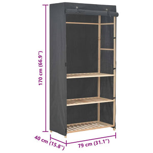 Ντουλάπα με 3 Ράφια Γκρι 79 x 40 x 170 εκ. Υφασμάτινη - PAKOBAZAAR