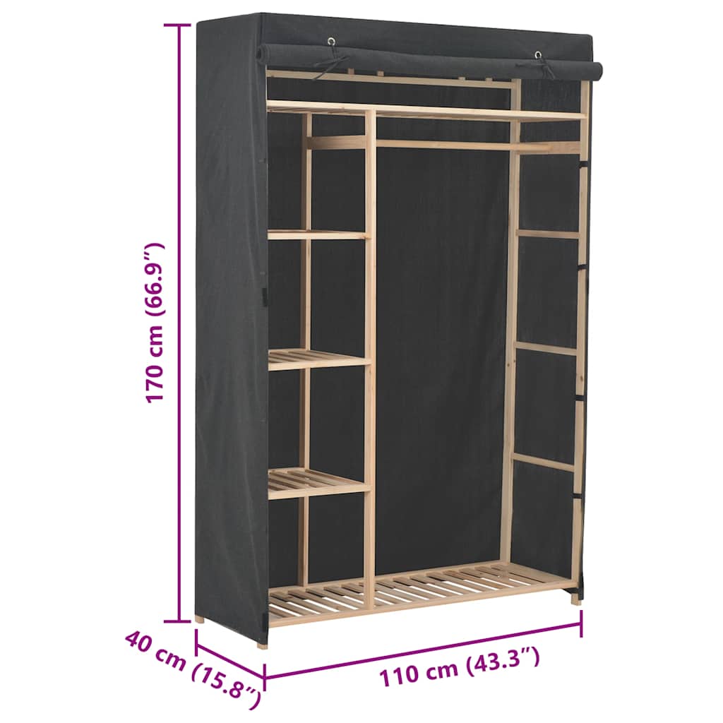 Ντουλάπα Γκρι 110 x 40 x 170 εκ. Υφασμάτινη