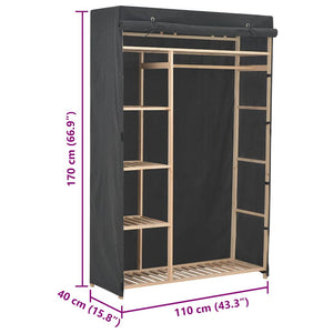 Ντουλάπα Γκρι 110 x 40 x 170 εκ. Υφασμάτινη