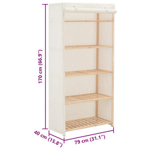 Ντουλάπα Λευκή 79 x 40 x 170 εκ. Υφασμάτινη - PAKOBAZAAR