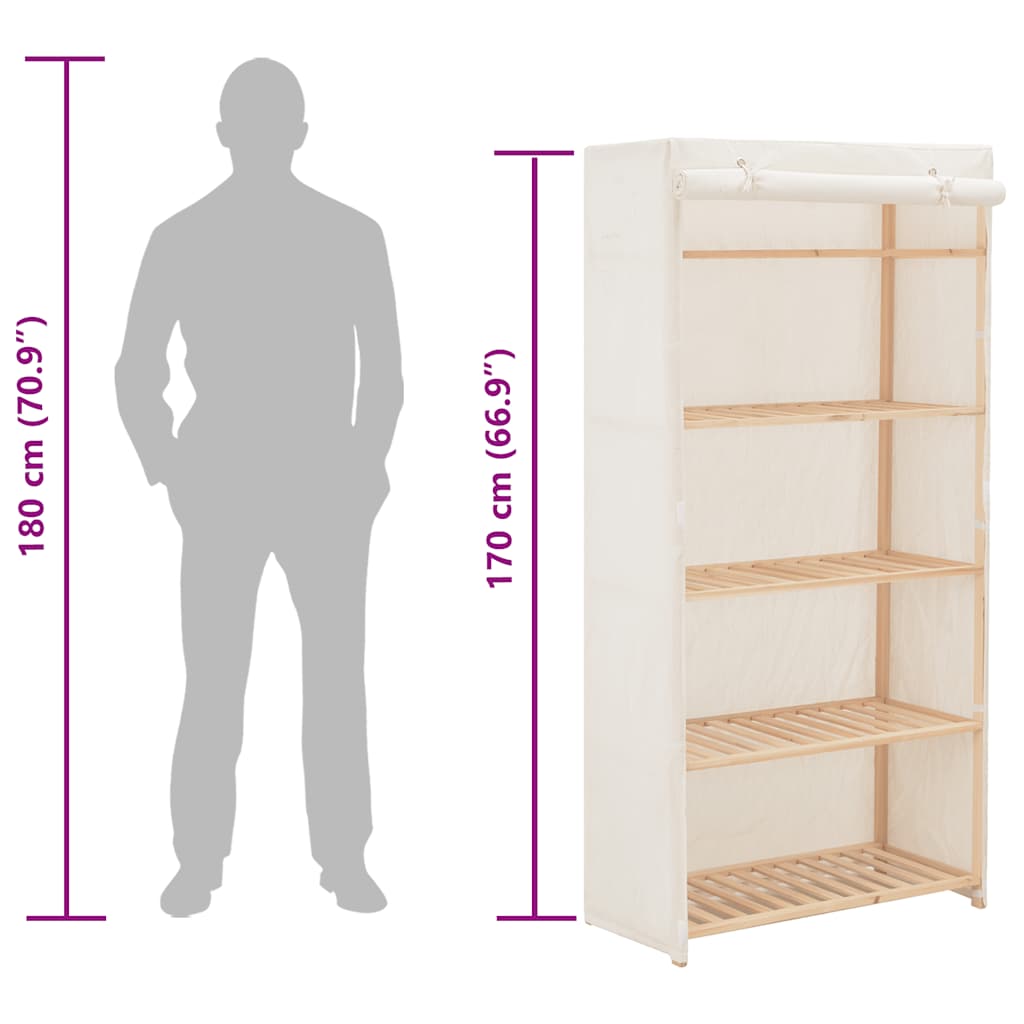 Ντουλάπα Λευκή 79 x 40 x 170 εκ. Υφασμάτινη - PAKOBAZAAR