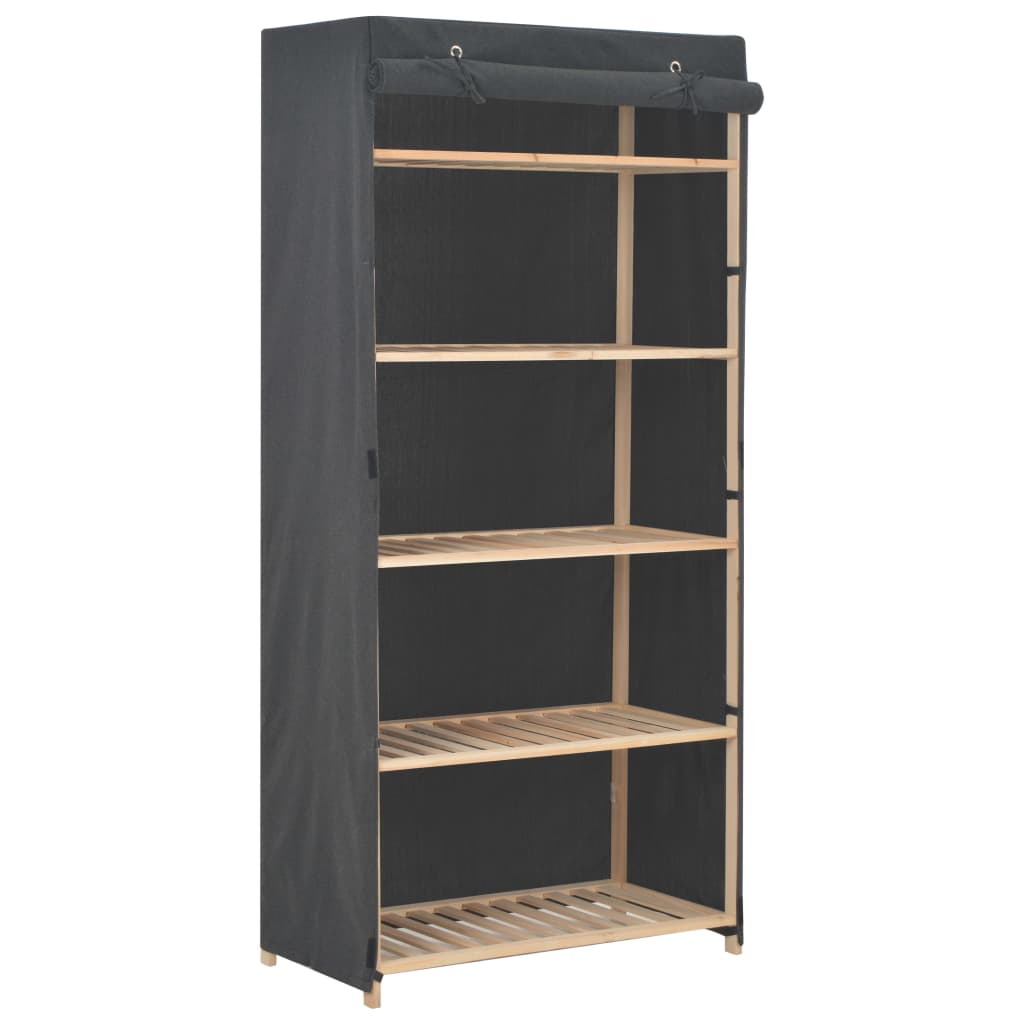 Ντουλάπα Γκρι 79 x 40 x 170 εκ. Υφασμάτινη - PAKOBAZAAR