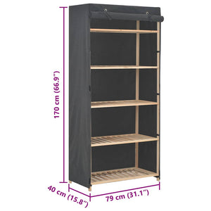 Ντουλάπα Γκρι 79 x 40 x 170 εκ. Υφασμάτινη - PAKOBAZAAR
