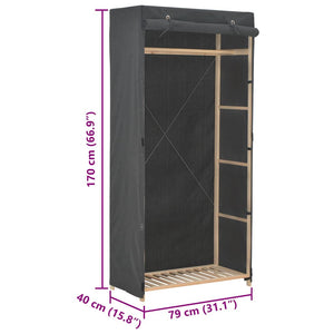 Ντουλάπα Γκρι 79 x 40 x 170 εκ. Υφασμάτινη - PAKOBAZAAR