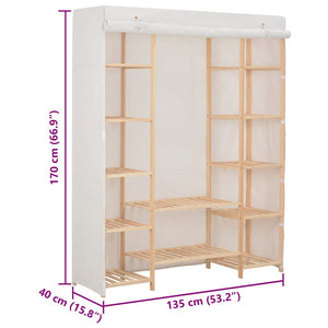 Ντουλάπα Λευκή 135 x 40 x 170 εκ. Υφασμάτινη