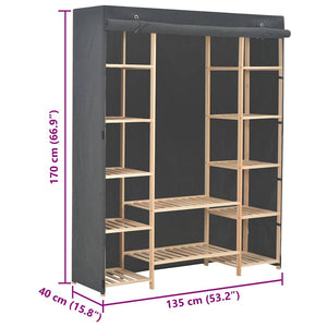 Ντουλάπα Γκρι 135 x 40 x 170 εκ. Υφασμάτινη - PAKOBAZAAR