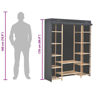 Ντουλάπα Γκρι 135 x 40 x 170 εκ. Υφασμάτινη - PAKOBAZAAR