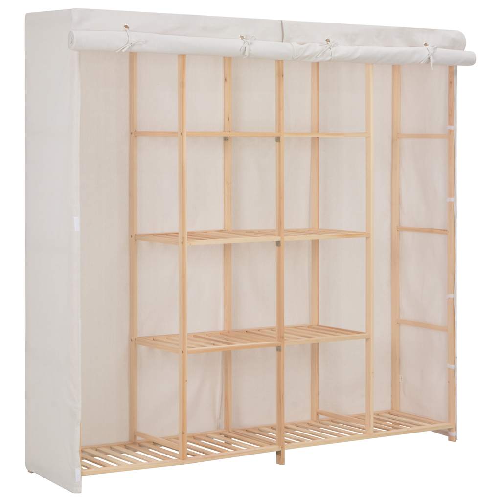 Ντουλάπα Λευκή 173 x 40 x 170 εκ. Υφασμάτινη - PAKOBAZAAR