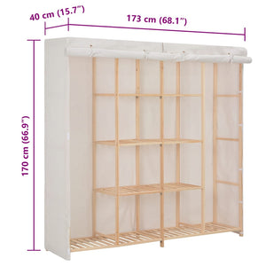 Ντουλάπα Λευκή 173 x 40 x 170 εκ. Υφασμάτινη - PAKOBAZAAR