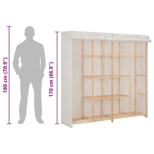 Ντουλάπα Λευκή 173 x 40 x 170 εκ. Υφασμάτινη - PAKOBAZAAR
