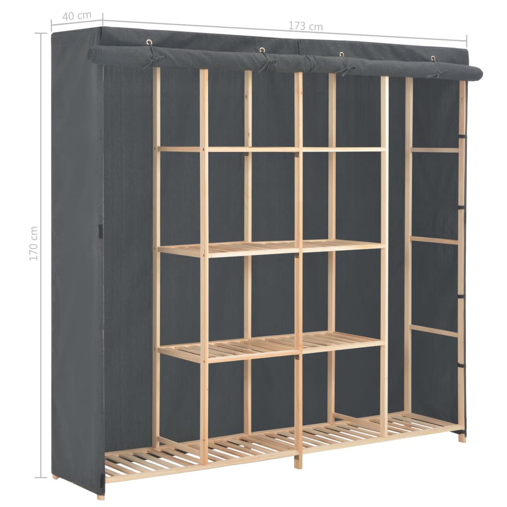 Ντουλάπα Γκρι 173 x 40 x 170 εκ. Υφασμάτινη - PAKOBAZAAR