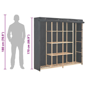 Ντουλάπα Γκρι 173 x 40 x 170 εκ. Υφασμάτινη - PAKOBAZAAR